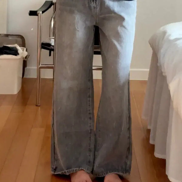 [BUNJANG] Straight Fit Grey Denim Pants / 스트레이트 바지