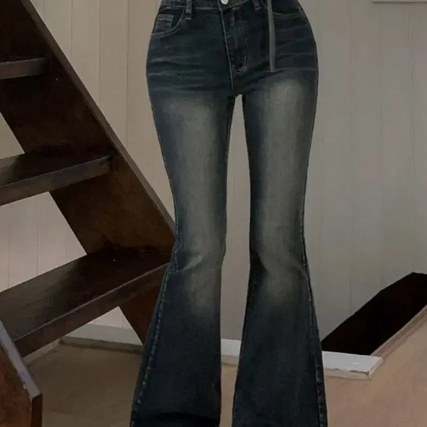 [BUNJANG] Vintage Bootcut Jeans with Hip Pads (Black & Blue) / 부츠컷 청바지 블랙 / 빈티지진청 +골반패드 포함