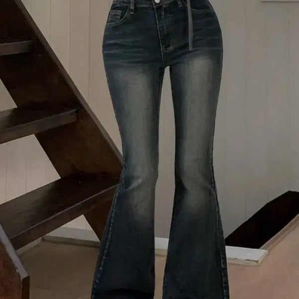[BUNJANG] Vintage Bootcut Jeans with Hip Pads (Black & Blue) / 부츠컷 청바지 블랙 / 빈티지진청 +골반패드 포함