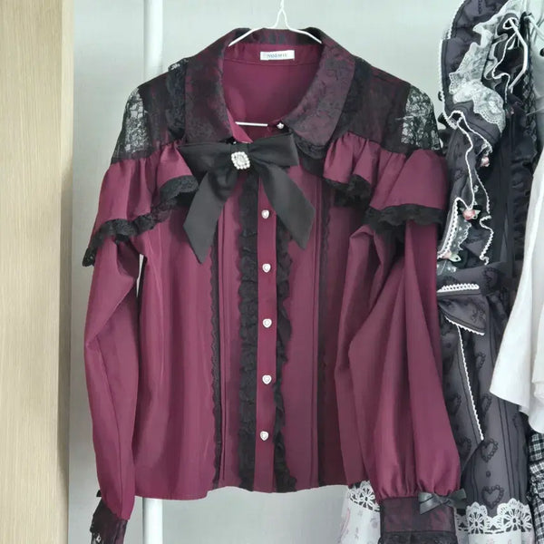 [BUNJANG] NOEMIE Cape Frill Off-Shoulder Blouse (Wine/Burgundy) / NOEMIE 노에미 케이프 프릴 오프숄더 블라우스 와인 버건디 지뢰계