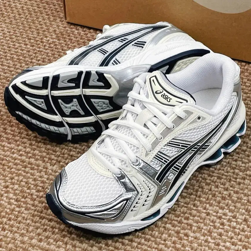 [BUNJANG] ASICS GEL-KAYANO 14 White Silver Navy Mesh Retro Sneakers / 아식스 젤 카야노14 화이트 실버 네이비 메쉬 통기성 레트로 커플 데일리 스니커즈