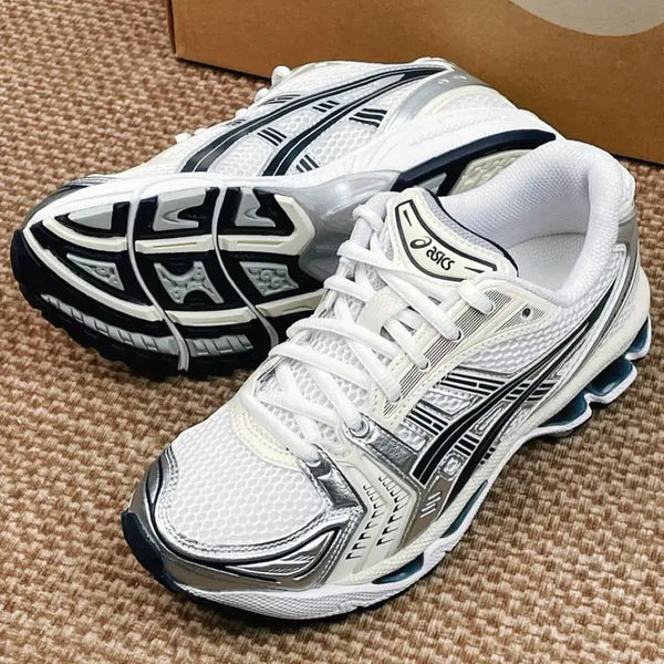 [BUNJANG] ASICS GEL-KAYANO 14 White Silver Navy Mesh Retro Sneakers / 아식스 젤 카야노14 화이트 실버 네이비 메쉬 통기성 레트로 커플 데일리 스니커즈