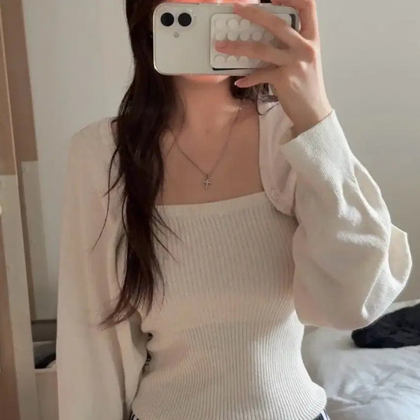 [BUNJANG] Ivory Bolero Top Set / 여름 볼레로 탑 세트 아이보리
