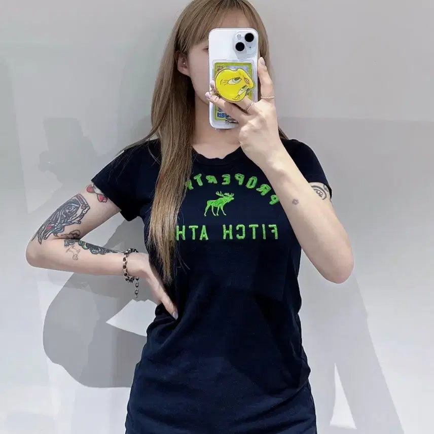 [BUNJANG] Abercrombie & Fitch Big Logo T-Shirt / 아베크롬비 빅로고 반팔