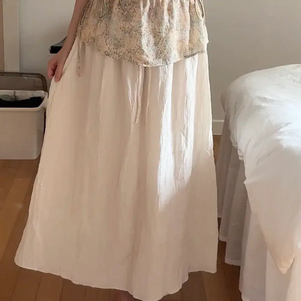 [BUNJANG] Ivory Shirring Long Skirt / 롱 스커트 셔링 아이보리