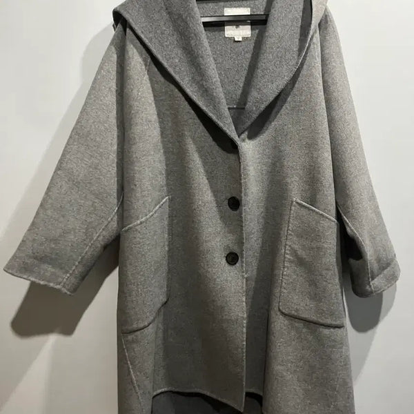 [BUNJANG] Thursday Island Handmade Hooded Wool Coat Melange Grey / 써스데이아일랜드 핸드메이드 후드 울 코트 (M / 55~77)