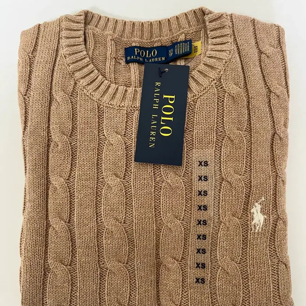 [BUNJANG] Polo Ralph Lauren Cable Knit Short Sleeve Sweater Beige XS / (새상품)폴로 랄프로렌 케이블 니트 반팔 베이지