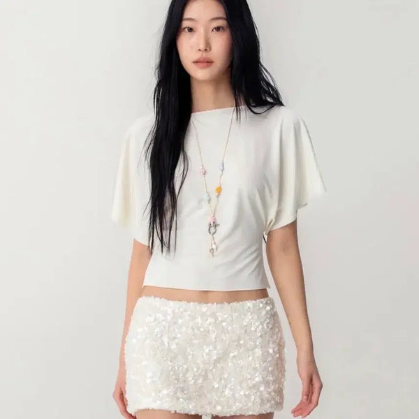 [BUNJANG] GLOWNY Core Half Tee (Ivory) S / 글로니 CORE HALF TEE (IVORY) s 사이즈