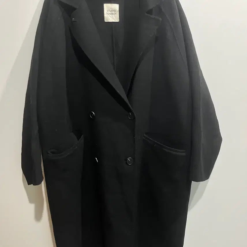 [BUNJANG] Studio Tomboy Black Wool Oversized Long Coat / 스튜디오 톰보이 블랙 울 오버핏 롱코트 (FREE / 55~77)