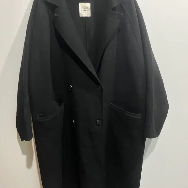 [BUNJANG] Studio Tomboy Black Wool Oversized Long Coat / 스튜디오 톰보이 블랙 울 오버핏 롱코트 (FREE / 55~77)