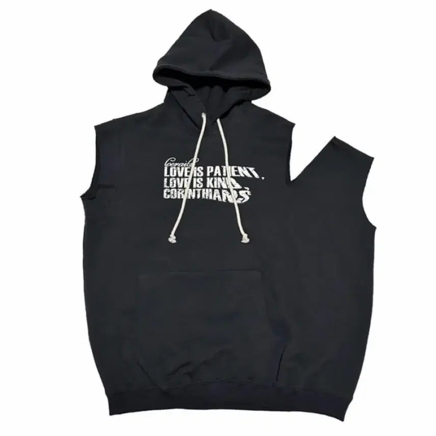 [BUNJANG] Loralys Sleeveless Asymmetrical Hoodie / 로레일즈 슬리브리스 언발 후드티