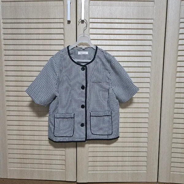 [BUNJANG] Short Sleeve Check Jacket / 반팔 체크 자켓