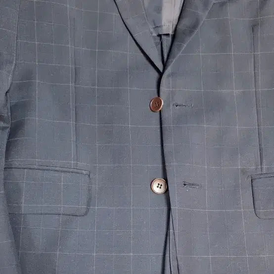[BUNJANG] ANDZ Navy Check Combi Blazer Jacket 100 / 앤드지 네이비 체크 콤비블레이져자켓. 100