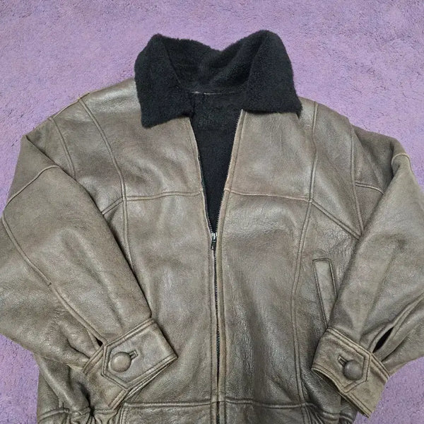 [BUNJANG] Premium Brand Sheepskin Shearling Lined Mustang Jacket Brown / 양털 무스탕 자켓 브라운