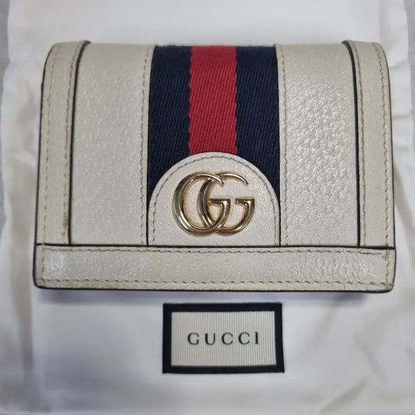 [BUNJANG] GUCCI White Leather WEB Ophidia Card Case (Grade B) / (B급)[GUCCI] 구찌 화이트 래더 WEB 오피디아 카드케이스