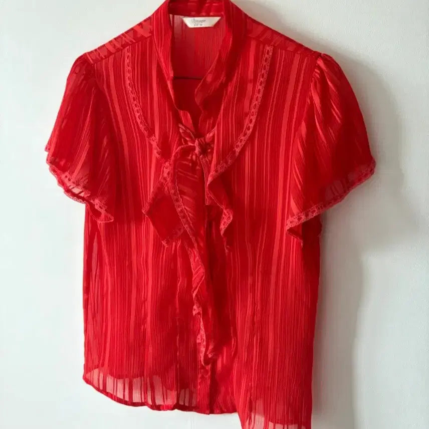 [BUNJANG] Vintage Red Frill Blouse / 빈티지 레드 프릴 블라우스