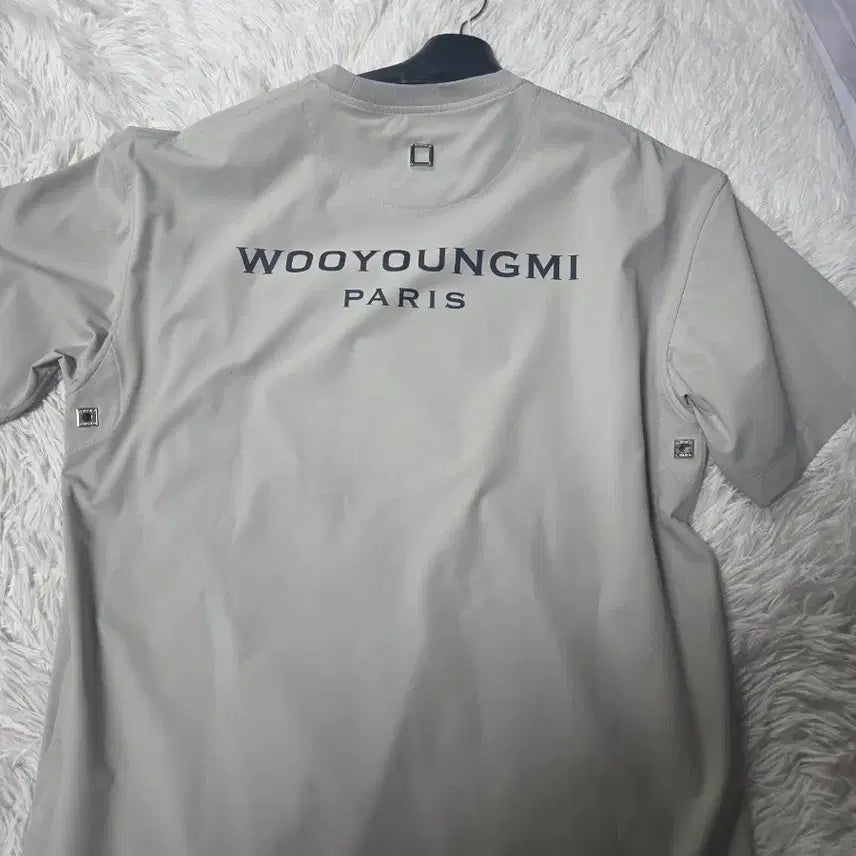 [BUNJANG] Wooyoungmi Paris Logo Short Sleeve T-Shirt Beige / 우영미 반팔 티셔츠 민트