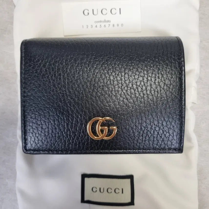 [BUNJANG] Gucci GG Marmont Leather Card Case Wallet Black / (S급) [구찌] GG 마몽 레더 카드 케이스 지갑 블랙