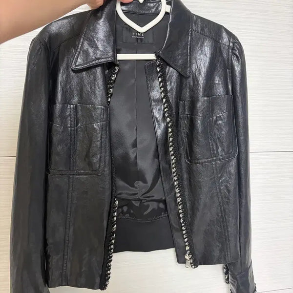 [BUNJANG] TIME Women's Leather Jacket / 타임 TIME 여성 가죽 자켓(정품)팜