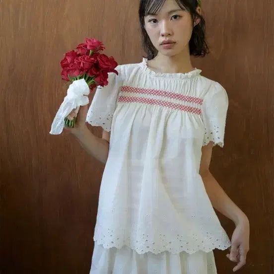 [BUNJANG] Double Quartz Mui Smoking Blouse Rose / 더블쿼츠 무이 스모킹 블라우스 로즈