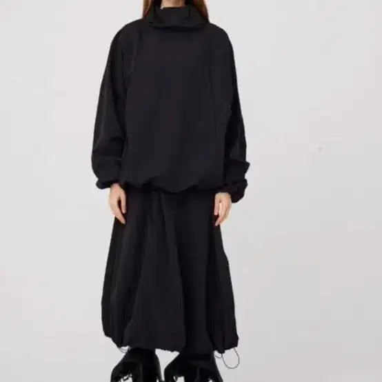 [BUNJANG] Turtle Neck Top and Volume Skirt Set / 문선 셋업