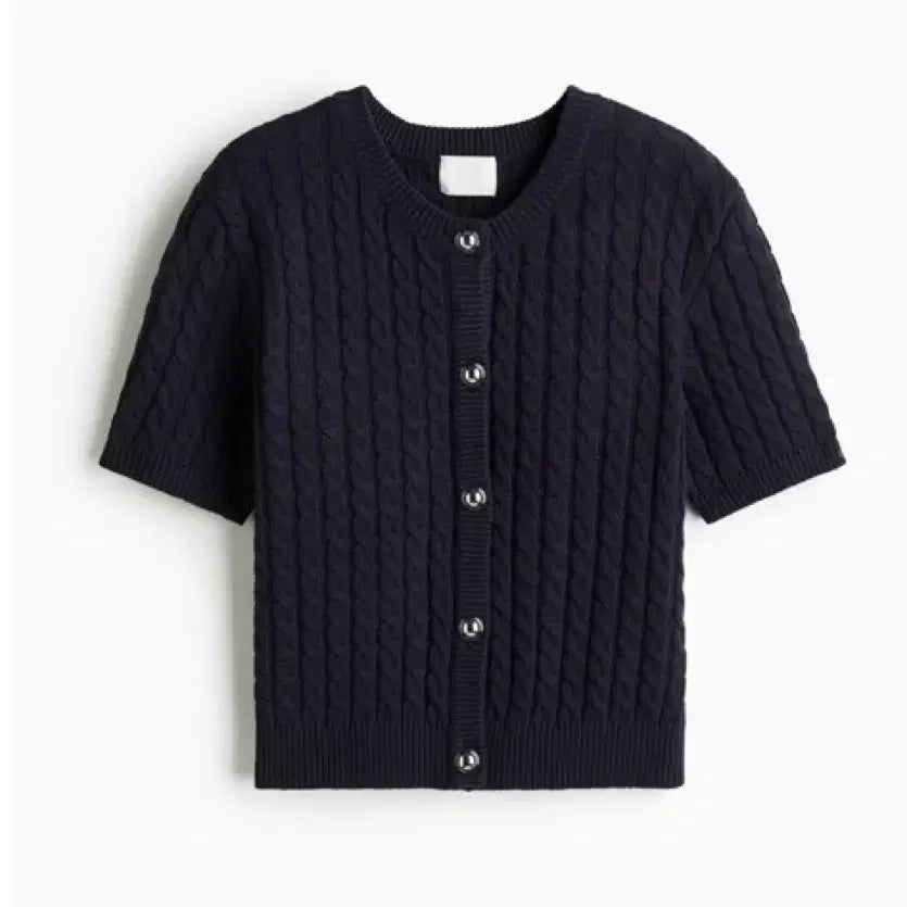[BUNJANG] H&M Navy Cable Knit Short Sleeve Cardigan XS / H&M 네이비 케이블 반팔 가디건 XS