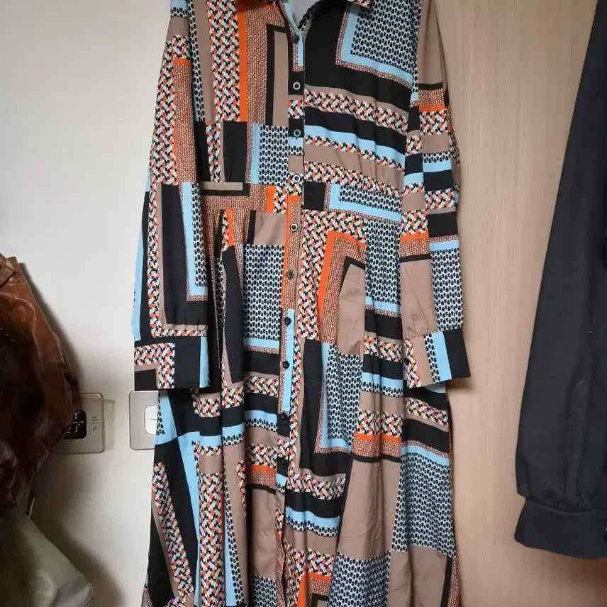 [BUNJANG] Hotping Plus Size Pattern Long Shirt Dress / 핫핑 빅사이즈 패턴 셔츠 원피스 88 99