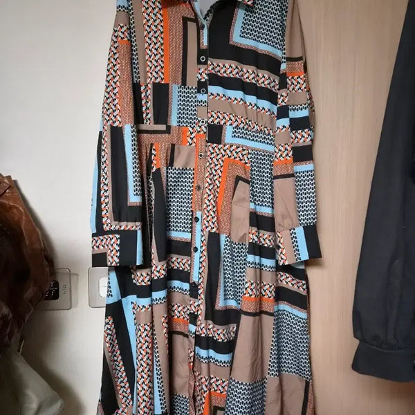 [BUNJANG] Hotping Plus Size Pattern Long Shirt Dress / 핫핑 빅사이즈 패턴 셔츠 원피스 88 99