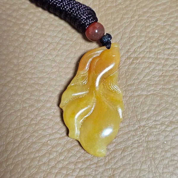 [BUNJANG] Natural Jade Goldfish Pendant Necklace / 펜던트, 목걸이, 천연 옥 펜던트, 금붕어 모양