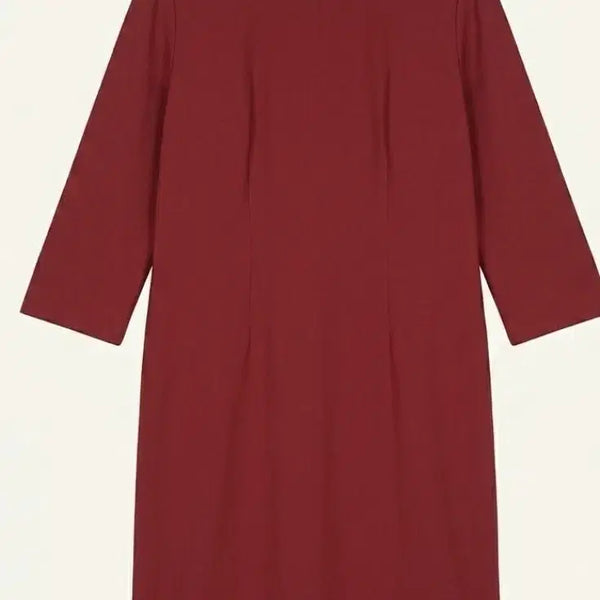 [BUNJANG] Handmade Deep Red 7/10 Sleeve H-Line Dress / 핸드메이드 딥레드 7부소매 H라인 원피스