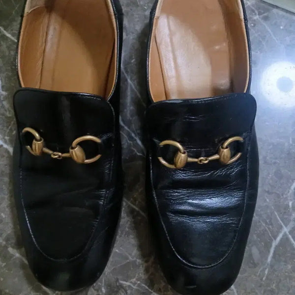 [BUNJANG] Gucci Loafers Black Leather Gold-Tone Hardware / 구찌 로퍼235