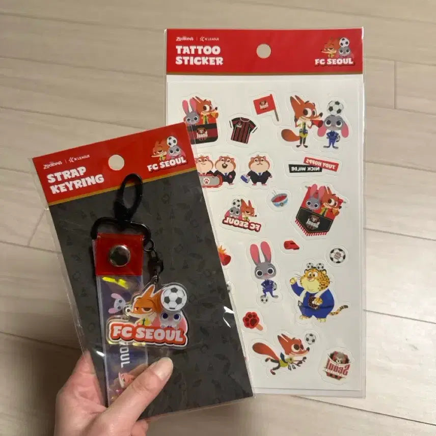 [BUNJANG] Zootopia FC Seoul Tattoo Sticker + Strap Keyring / 주토피아 FC서울 타투 스티커 + 스트랩 키링