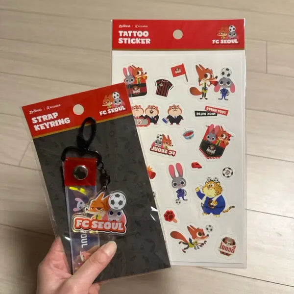 [BUNJANG] Zootopia FC Seoul Tattoo Sticker + Strap Keyring / 주토피아 FC서울 타투 스티커 + 스트랩 키링