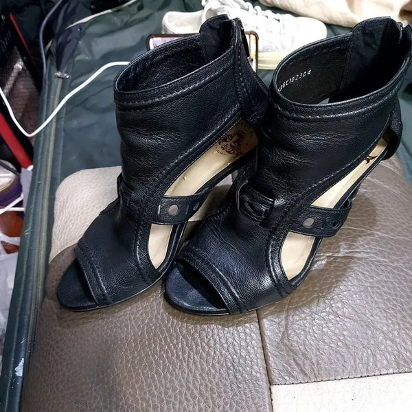 [BUNJANG] SODA Women's Black Leather Unique Design Shoes (230mm, 6cm Heel) / 소다    구두
