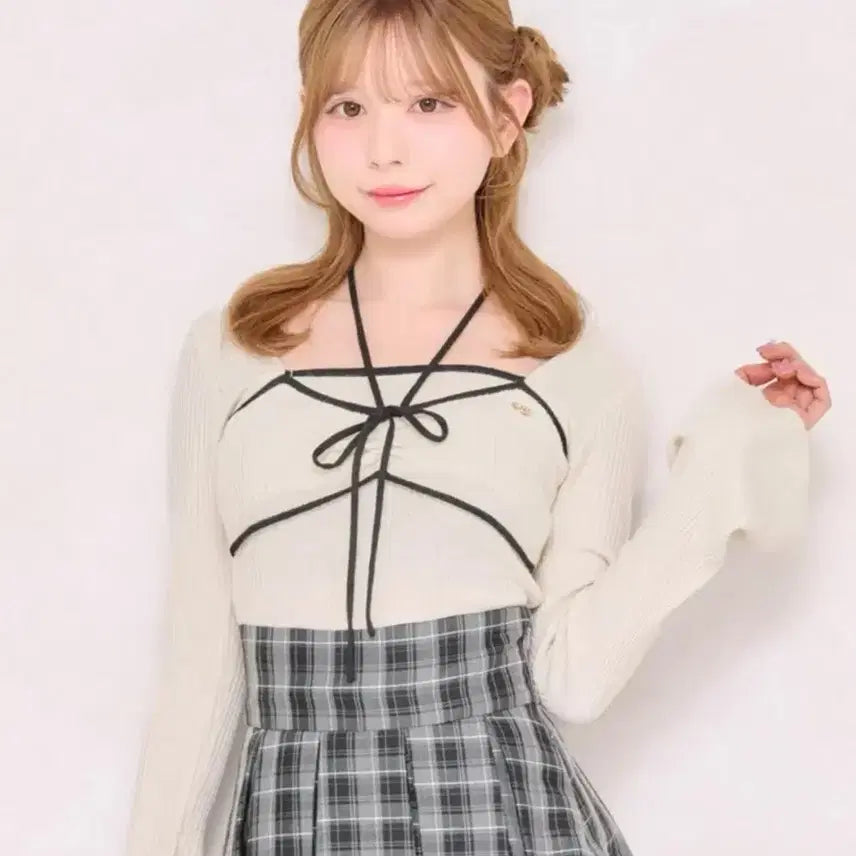 [BUNJANG] Apres Jour Front Ribbon Knit Ivory / Apres jour 프론트 리본 디자인 니트 아이보리 양산형 스나계