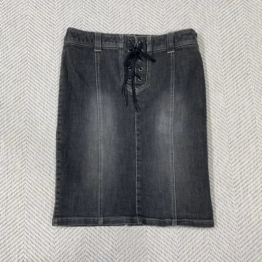 [BUNJANG] Pinky & Dianne Jeans Black Denim Lace-up Skirt / Pinky & Dianne Jeans 블랙 데님 레이스업 스커트 38