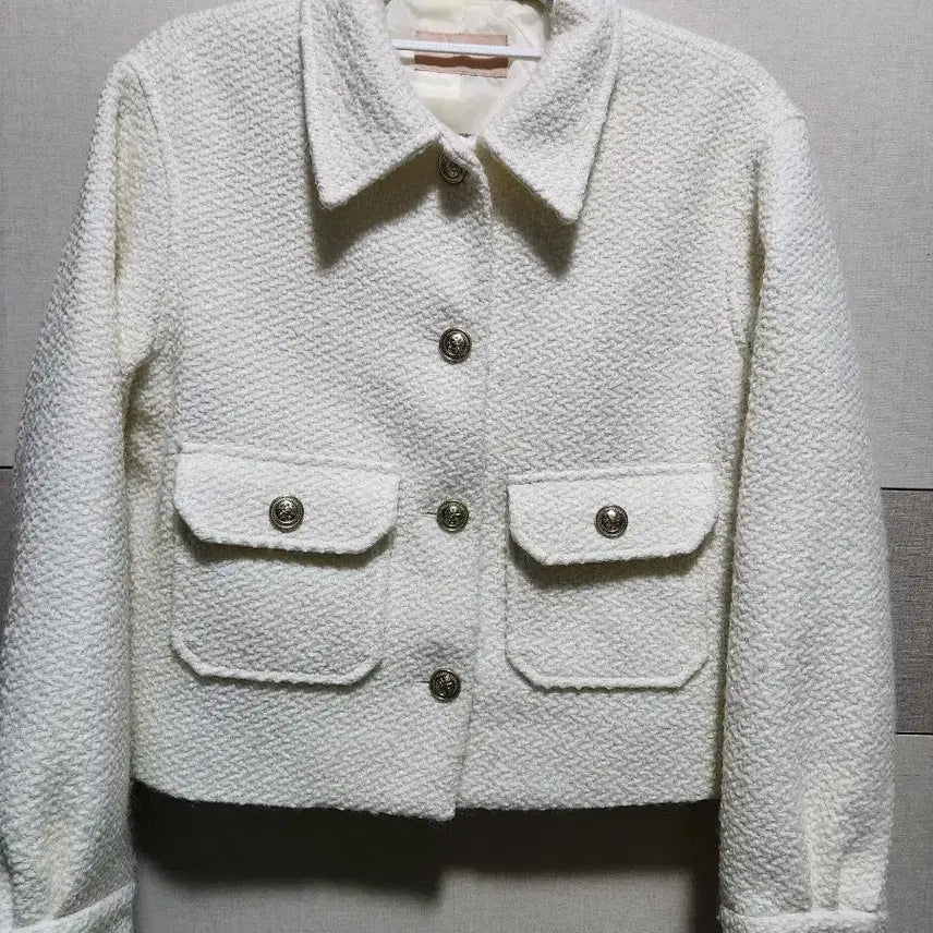 [BUNJANG] CC Collect Ivory Tweed Crop Jacket / CC collect 씨씨콜렉트 아이보리 트위드 크롭자켓 55