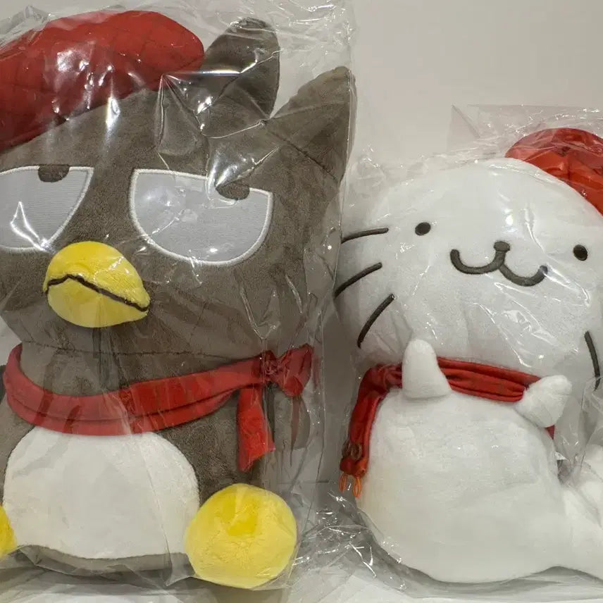 [BUNJANG] Badtz-Maru & Hanaharu Muffler Big Plush Set / 배드바츠마루 하나마루 머플러 BIG 봉제인형 세트