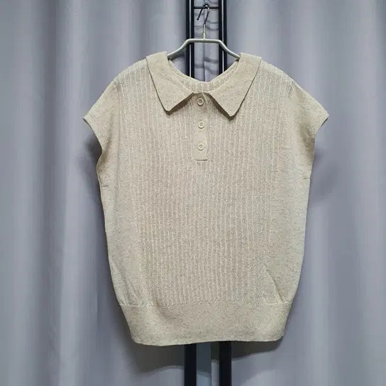 [BUNJANG] Linen Blend Knit Shirt / (25년구매) 반팔 린넨 카라 성김 짜임 니트