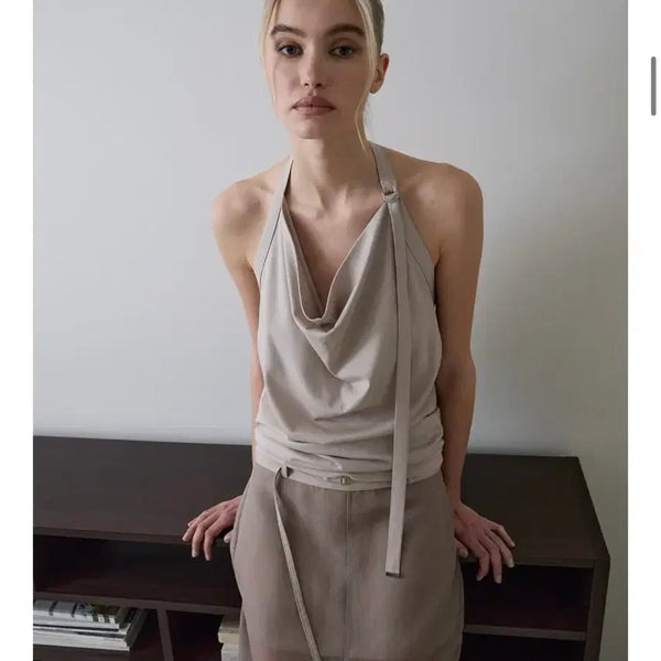 [BUNJANG] lmood Women's Martini Halter Top Grayish / lmood 엘무드우먼 마티니 홀터탑 그레이지