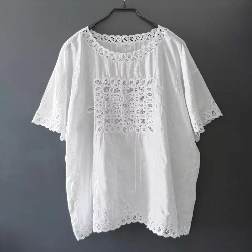 [BUNJANG] Par ici White Asa Embroidered Eyelet Blouse / par ici 화이트 아사 블라우스 셔츠 흰색 자수 아일렛 블라우스