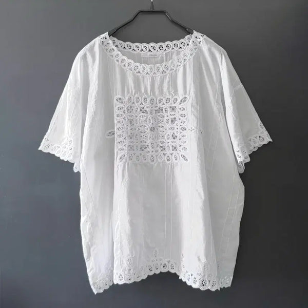[BUNJANG] Par ici White Asa Embroidered Eyelet Blouse / par ici 화이트 아사 블라우스 셔츠 흰색 자수 아일렛 블라우스