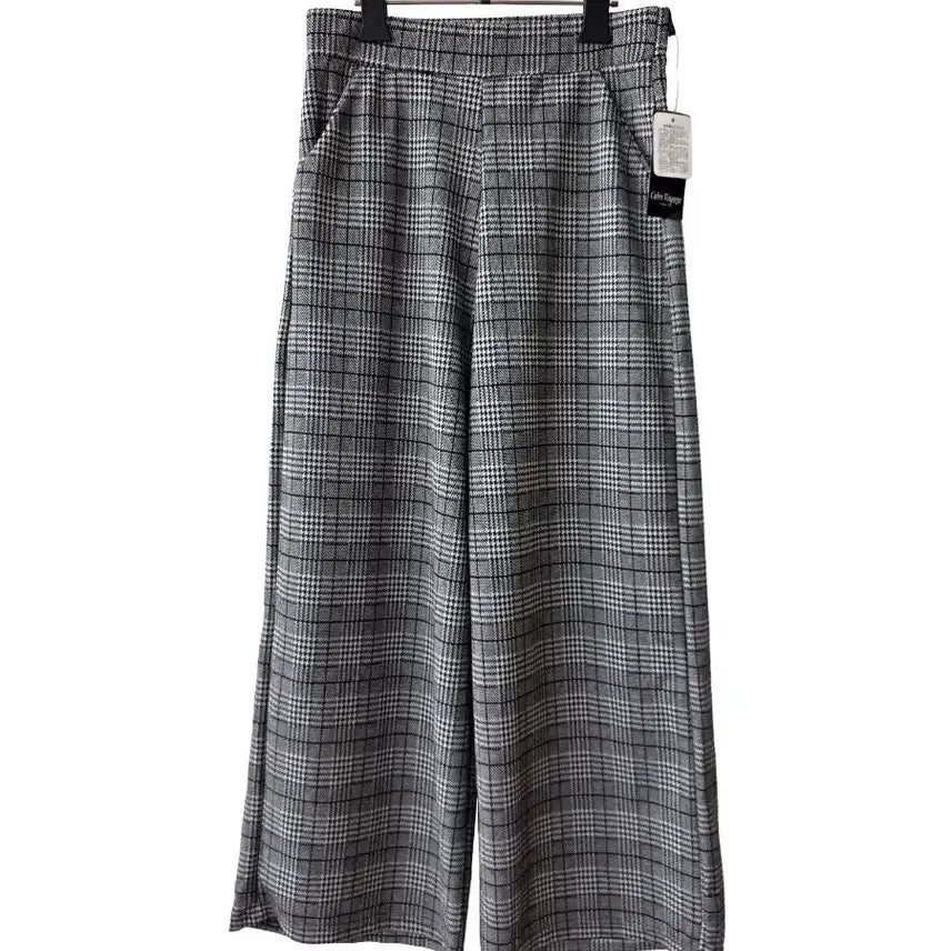 [BUNJANG] Check Banding Wide Pants (New) / F/ 체크 밴딩 와이드팬츠/새제품