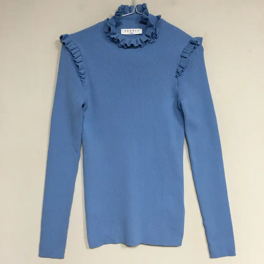 [BUNJANG] Sandro Ruffled Neck Ribbed Knit Top / SANDRO 산드로 러플넥 골지 니트 2