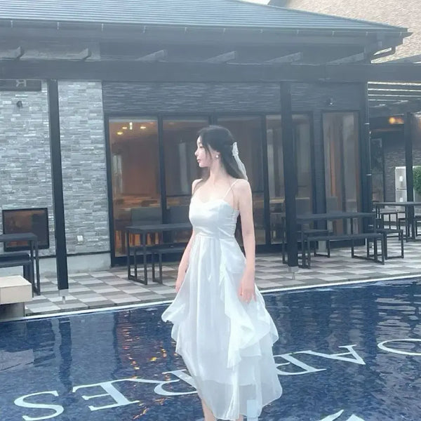 [BUNJANG] Chiffon Frill Sleeveless Long Dress / 쉬폰 프릴 나시 롱원피스
