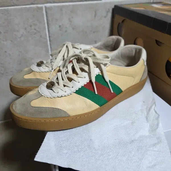 [BUNJANG] Gucci Leather Web Sneakers / (꿀매 백화점 정품)구찌 레더 웹 스니커즈