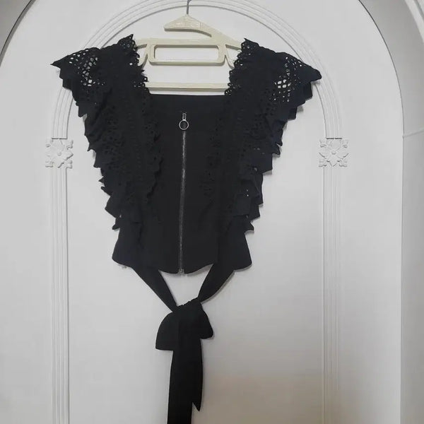 [BUNJANG] EGOIST Black Lace Frill Blouse / EGOIST 블랙 레이스 프릴 블라우스55