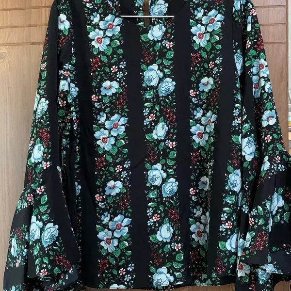 [BUNJANG] Black Floral Blouse / 블랙 플로럴 블라우스