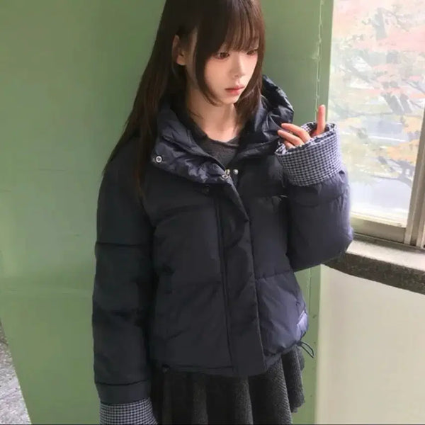 [BUNJANG] Checkered Short Padded Jacket / 체크 숏패딩