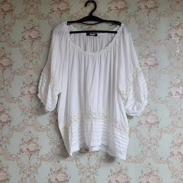 [BUNJANG] Anna Sui White Lace Blouse / 안나수이 화이트 레이스 블라우스 55~88